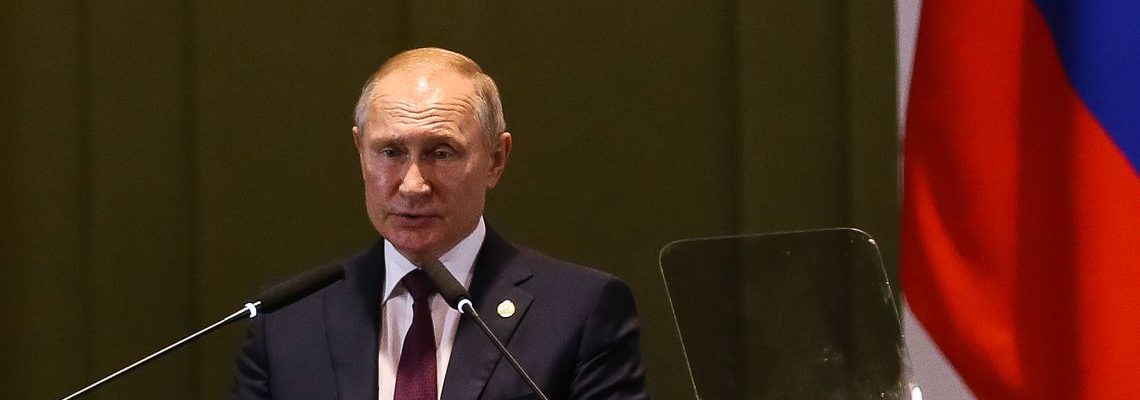 O presidente da Russia, Vladimir Putin, durante Diálogo dos Líderes com o Conselho Empresarial do BRICS. (Divulgação)