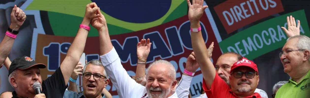 Lula participa do ato dos trabalhadores no Anhangabaú. (Reprodução)